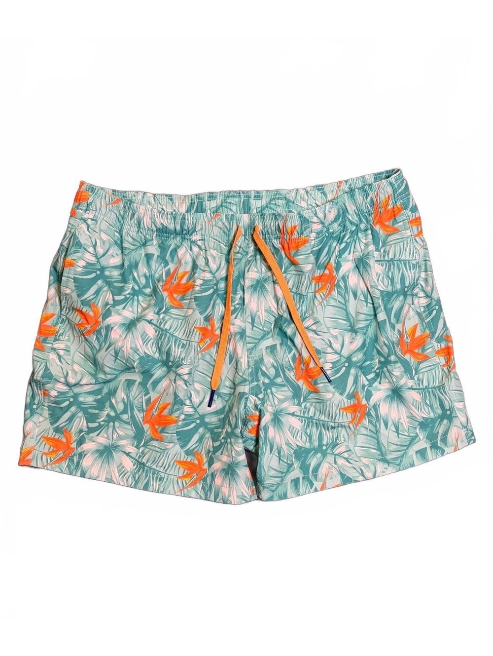 Southern Tide Swim Trunks Mens XXL Teal Tropical Bird of Paradise Floral